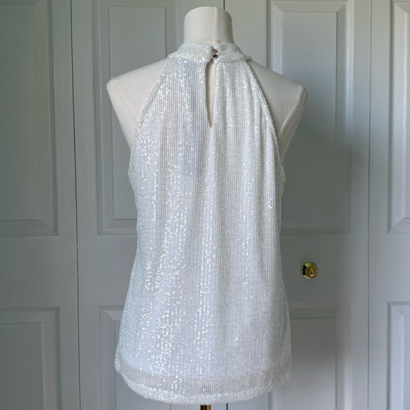 CABLE & GAUGE | Ivory Sequin Halter Top Sz M - Picture 2 of 6